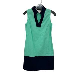 Sail to Sable Navy Blue Green Colorblock Sleeveless Sheath Dress Womens XS